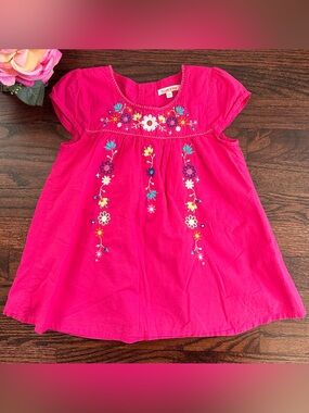 BlueZoo woven cotton embroidered top, size 5-6Y
